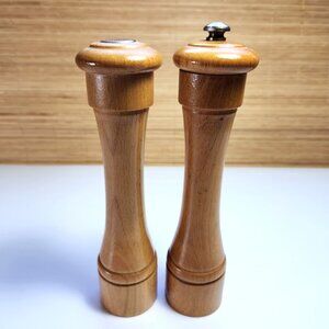 Vintage Peugeot Freres Lion France Wood Pepper Mill Grinder and Saltshaker Set